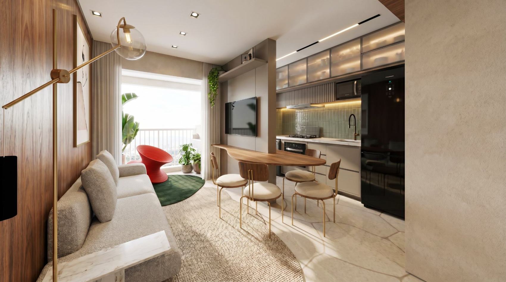 Estar do apartamento decorado Varandas II