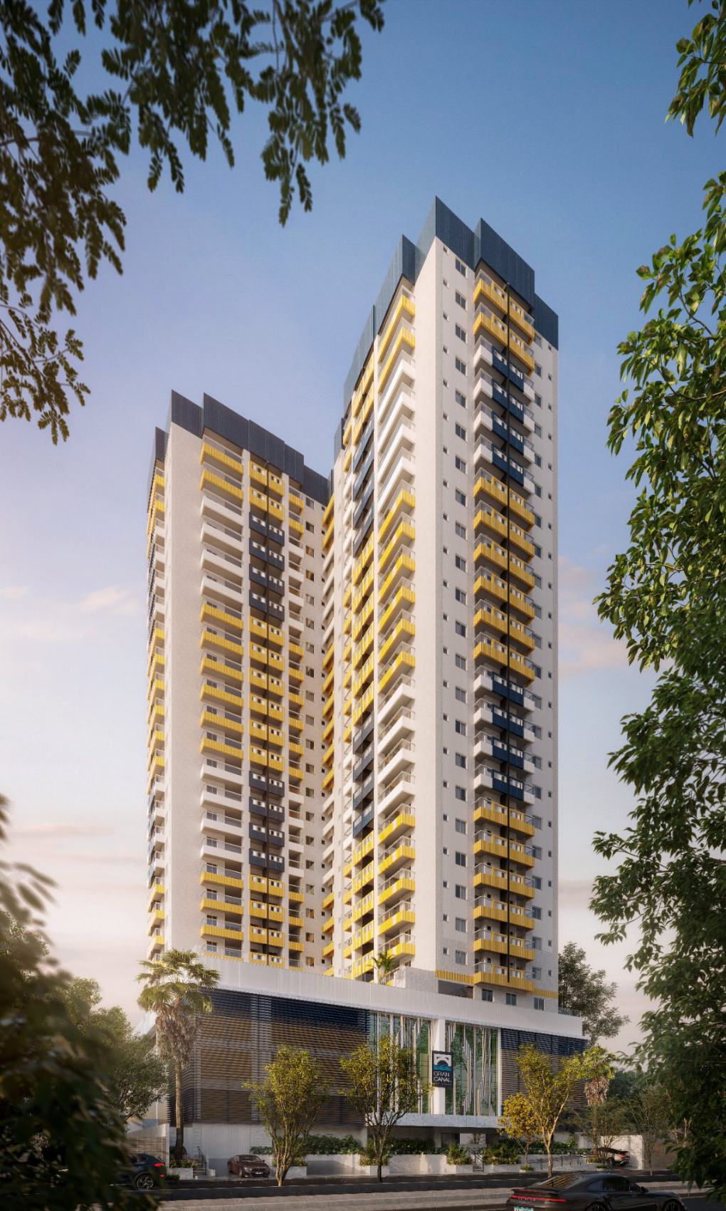 Torres do Gran Canal Residence com varandas amarelas e azuis